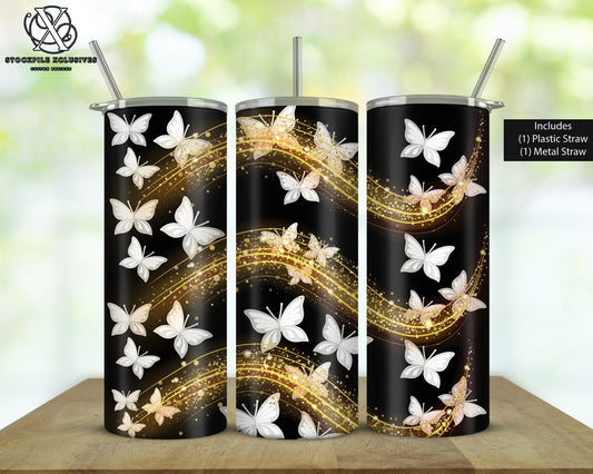 Black & Gold Butterfly Metallic Print