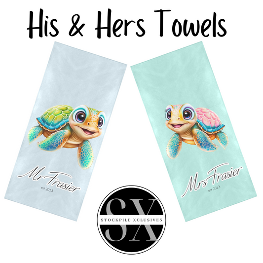 Mr. & Mrs Turtle Beach Towel 32"x 71"