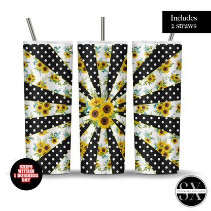 Sunflower Burst Polka Dot Tumbler