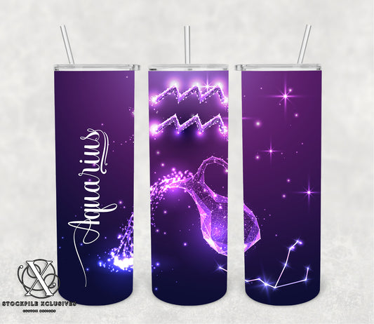 Zodiac Purple Print Consellation Stars Astrology Tumbler