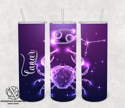 Zodiac Purple Print Consellation Stars Astrology Tumbler