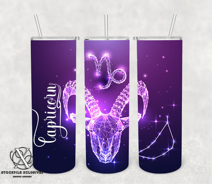Zodiac Purple Print Consellation Stars Astrology Tumbler