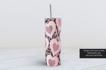 Leopard Print & Hearts Metallic Gradient Tumbler