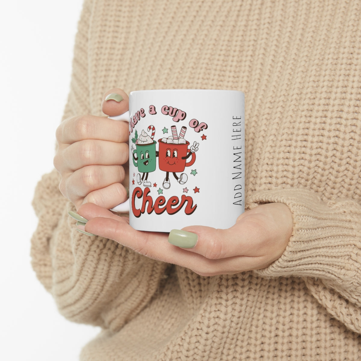 Retro Christmas Mug Add a Name