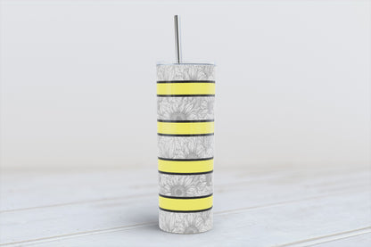 Black & White Sunflower Striped tumbler