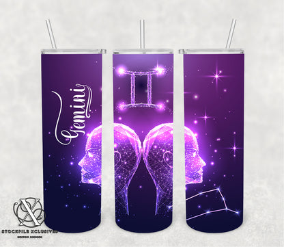 Zodiac Purple Print Consellation Stars Astrology Tumbler