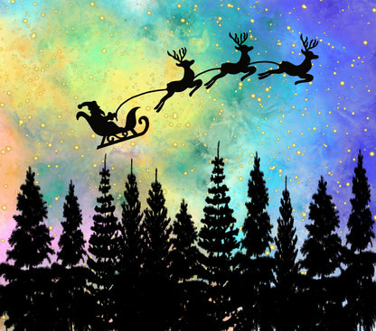 Santa's Reindeer Christmas Tumbler, Northern Lights , Aurora Borealis Christmas Sweater
