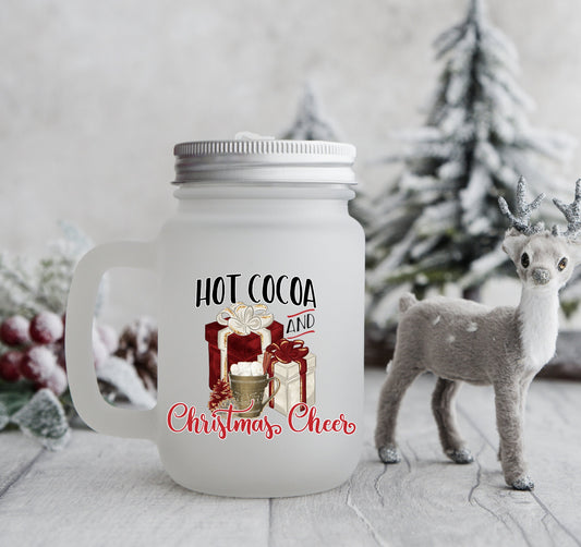 Hot Cocoa and Christmas Cheer Mason Jar Mug