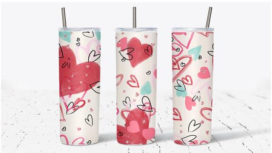 Sketchy Heart Valentines Day Tumbler