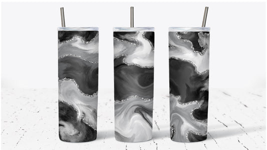 Black Watercolor Marble Tumbler