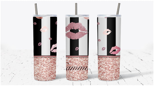 Rose Gold Lips Classic Stripe  Tumbler