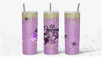 Queen Bee Purple Gold| Honeycomb Bee Glamorous Tumbler