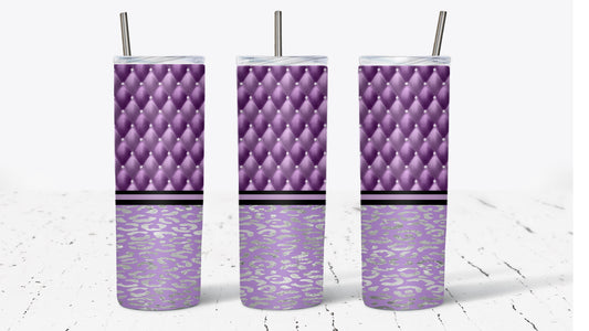 Purple & Silver| Diamond Studded Leopard Print Glitter Glamorous Tumbler