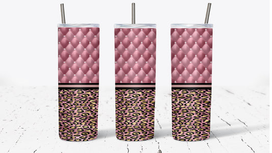 Pink & Gold| Diamond Studded Leopard Print Tumbler