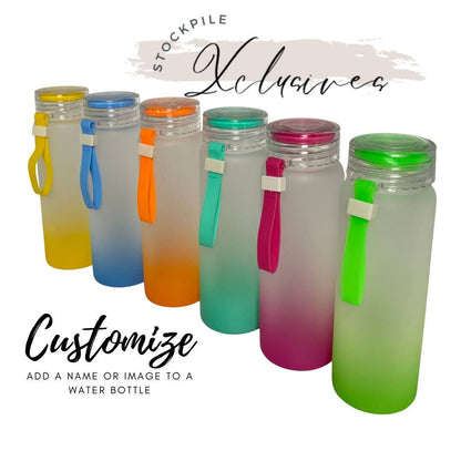 Custom Frosted Ombre Gradient glass Water bottle 500ml/16.9oz