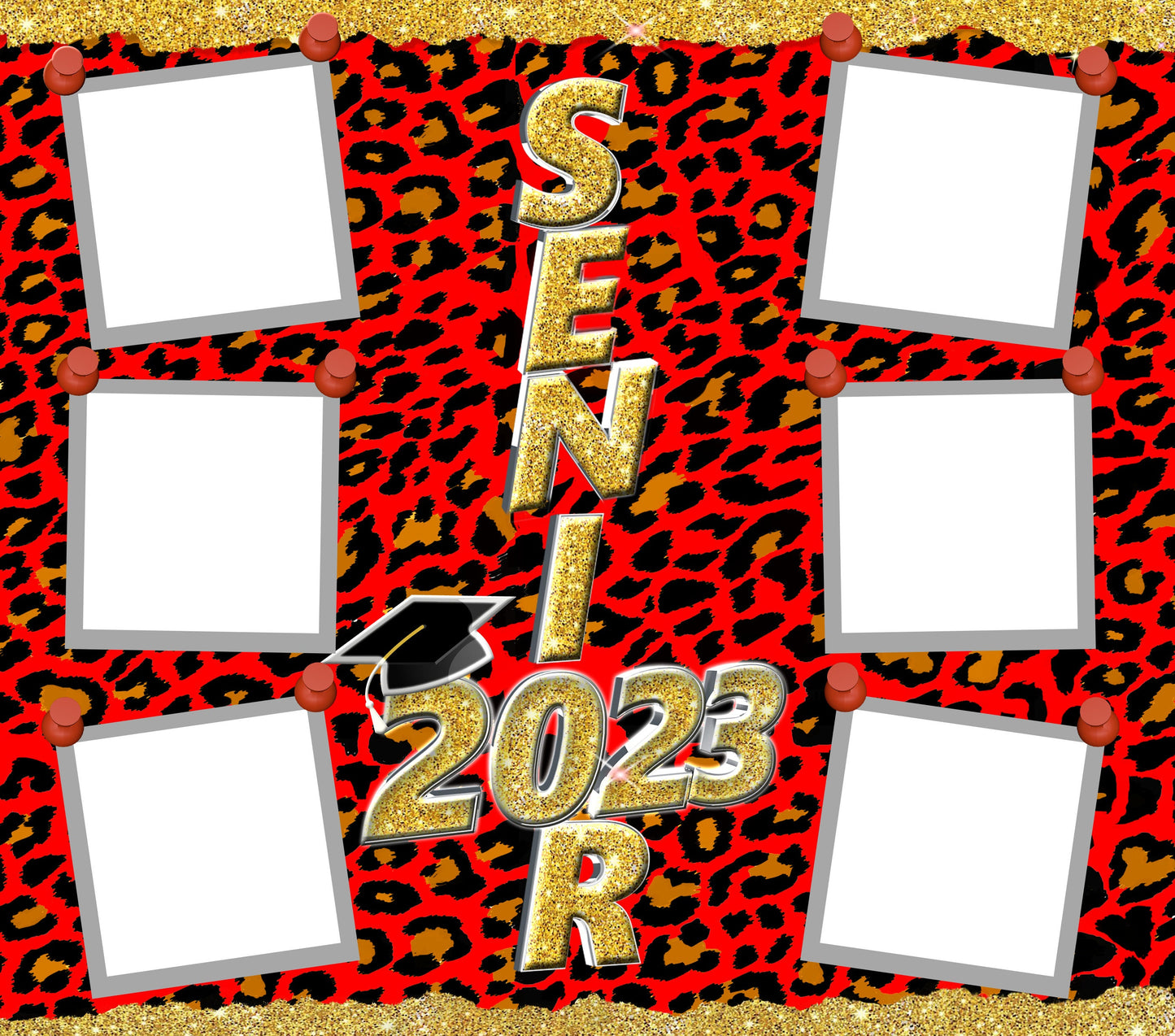 Class of 2023 Red and Gold Add Pictures Custom Senior Graduation Gift