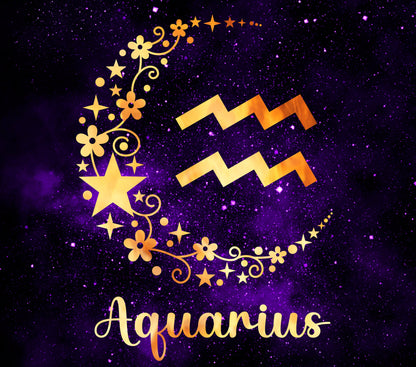 Aquarius Zodiac Black Tumbler