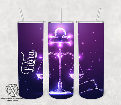 Zodiac Purple Print Consellation Stars Astrology Tumbler