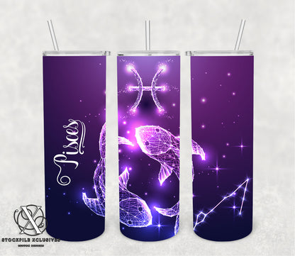 Zodiac Purple Print Consellation Stars Astrology Tumbler