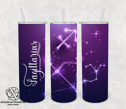 Zodiac Purple Print Consellation Stars Astrology Tumbler