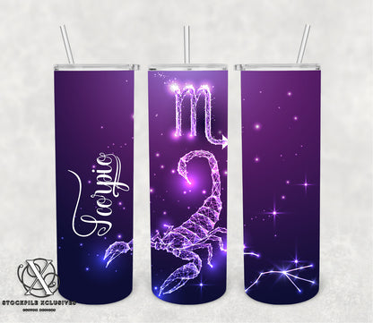 Zodiac Purple Print Consellation Stars Astrology Tumbler