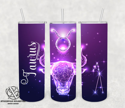 Zodiac Purple Print Consellation Stars Astrology Tumbler